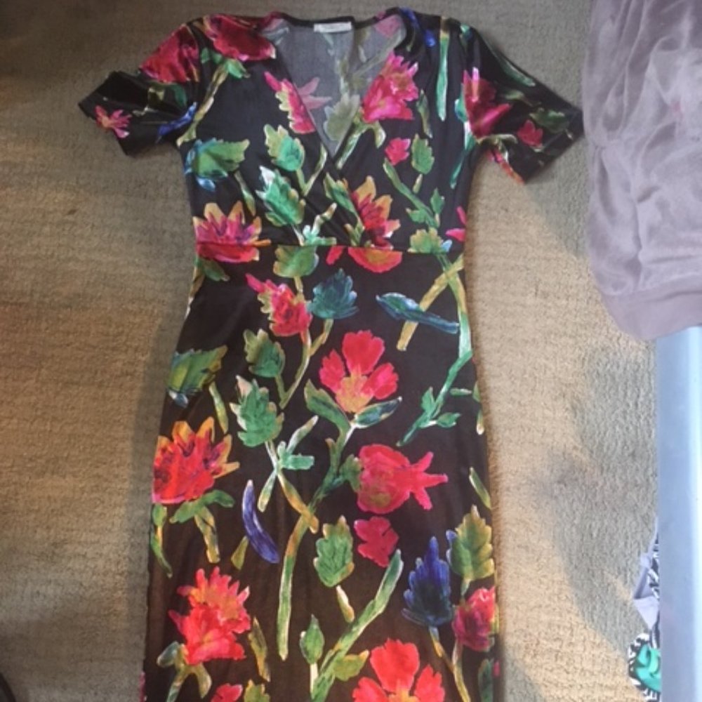 Zara Trafaluc Black Velvet Floral Dress Medium Autumn winter 17-18
